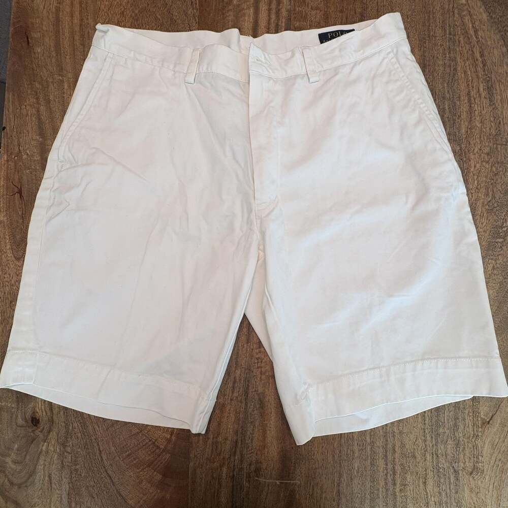 Polo Ralph Lauren Shorts Mens 35 White Chino Classic Fit 9 Inch Inseam Casual